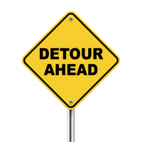 Yellow detour ahead sign
