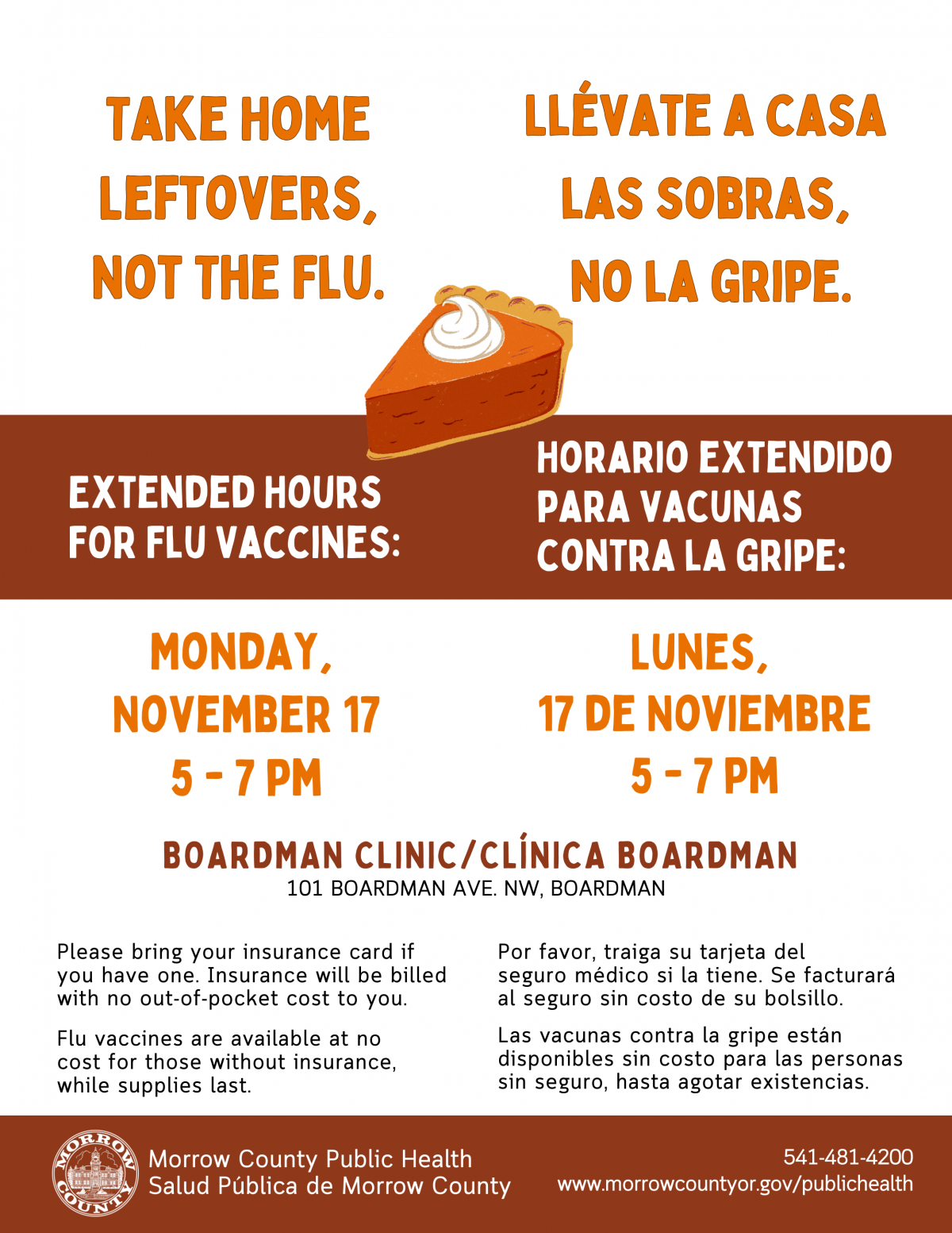 November 17 flu clinic 5 - 7 pm.