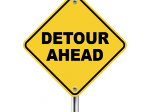 Yellow detour ahead sign Yellow detour ahead sign
