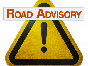 Road advisory sign with text